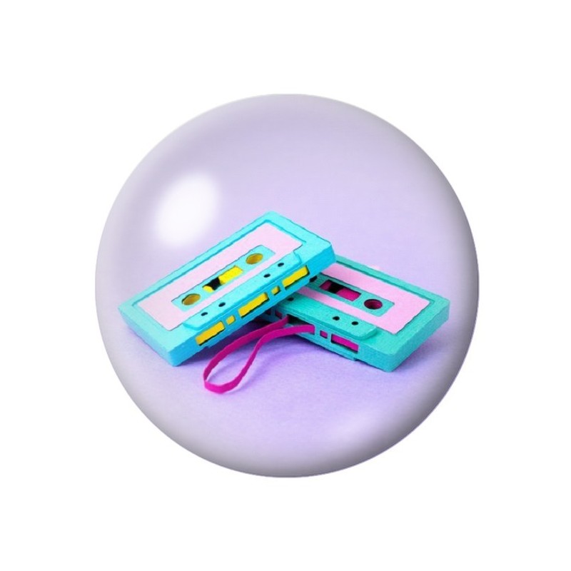Cabochon en Verre Illustré Cassettes Rétro 12 à 25mm