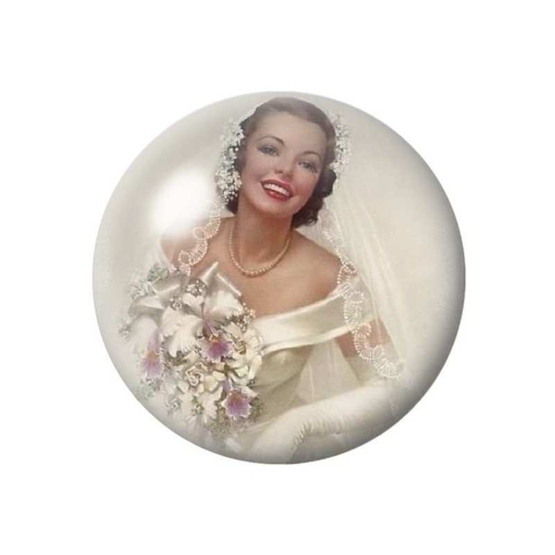 Cabochon en Verre Illustré Mariée Rétro 12 à 25mm