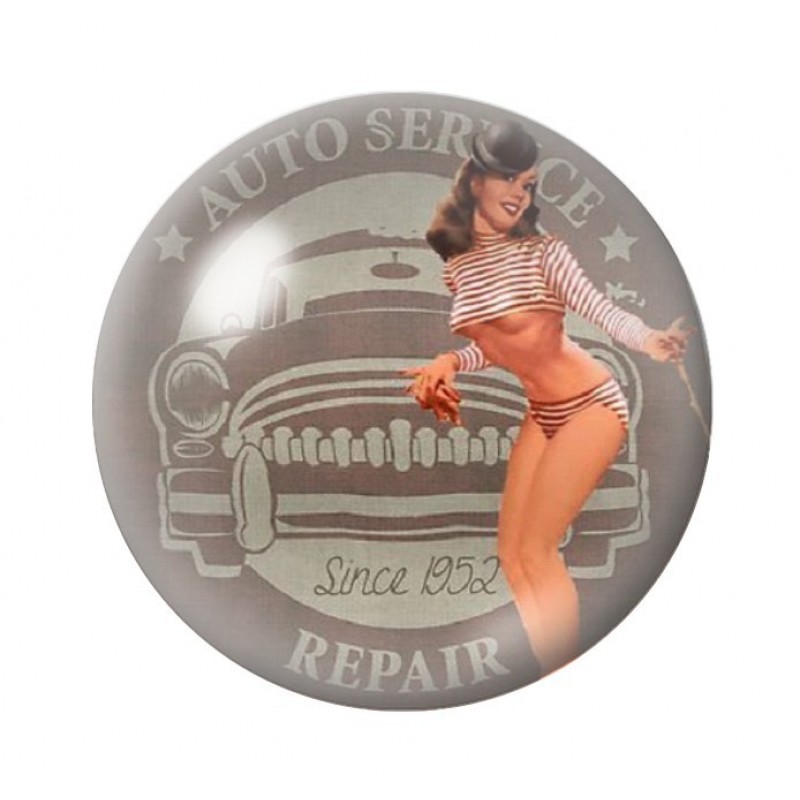 Cabochon en Verre Illustré Pin-up Rétro 12 à 25mm