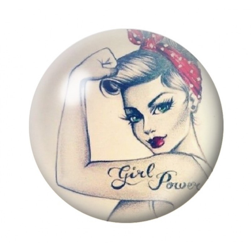 Cabochon en Verre Illustré Pin-up Rétro 12 à 25mm