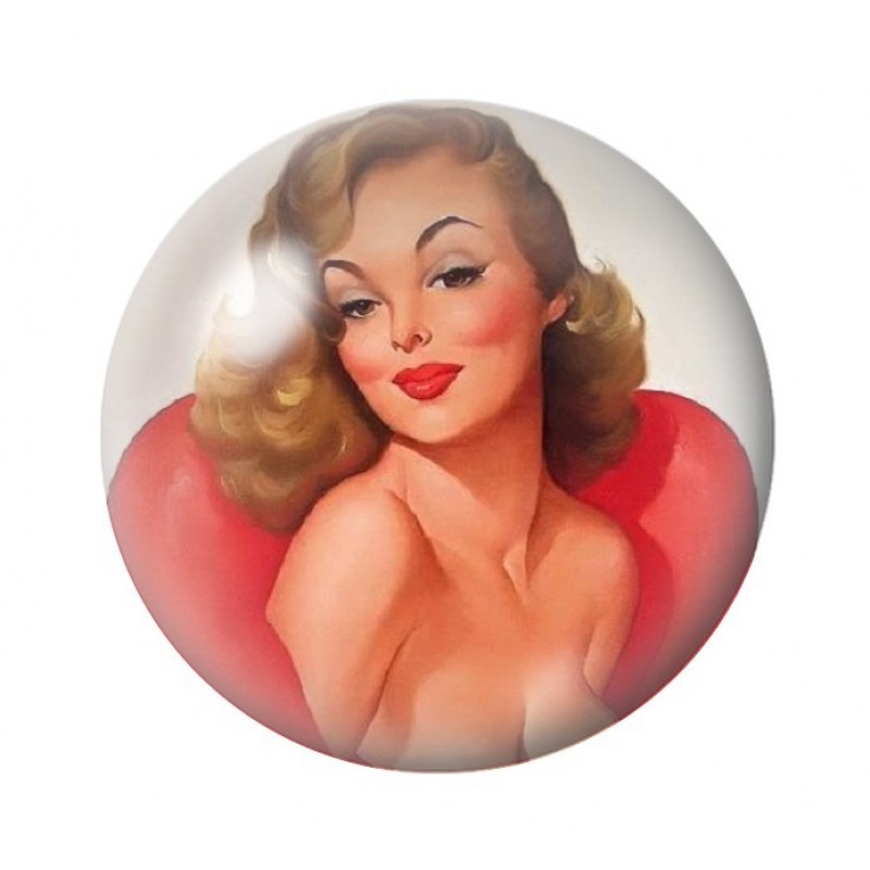 Cabochon en Verre Illustré Pin-up Rétro 12 à 25mm
