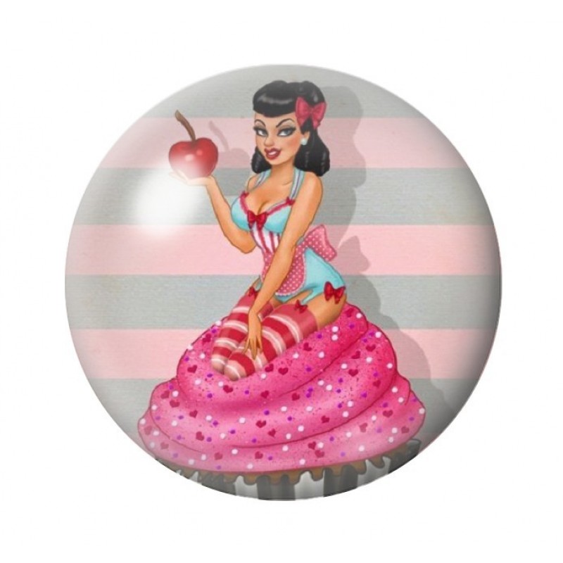 Cabochon en Verre Illustré Pin-up Rétro 12 à 25mm