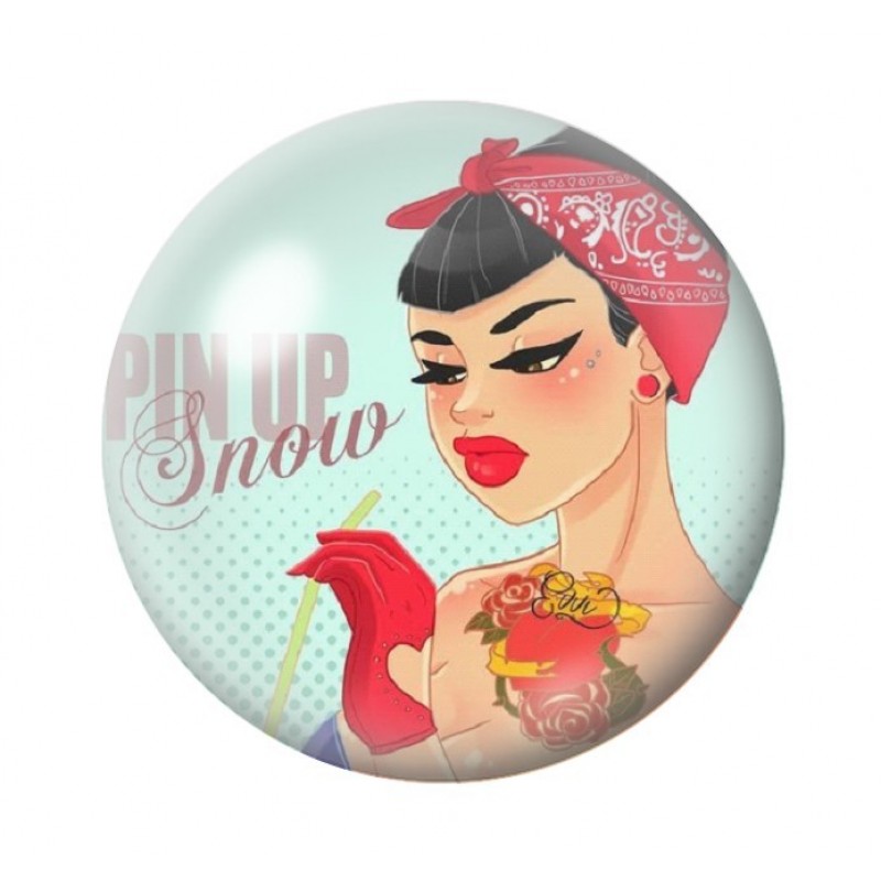 Cabochon en Verre Illustré Pin-up Rétro 12 à 25mm