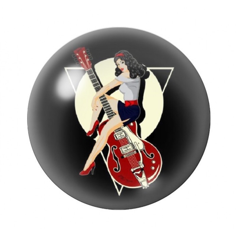 Cabochon en Verre Illustré Pin-up Rétro 12 à 25mm