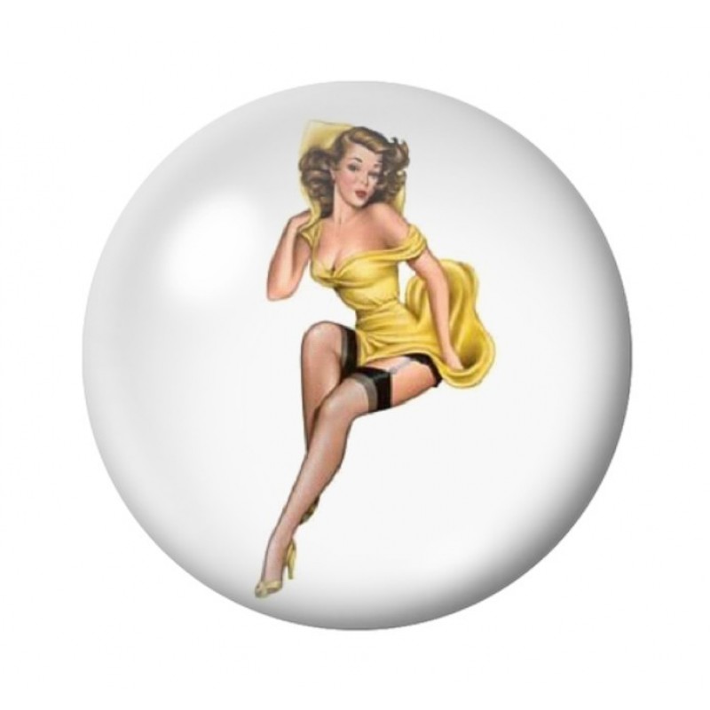 Cabochon en Verre Illustré Pin-up Rétro 12 à 25mm