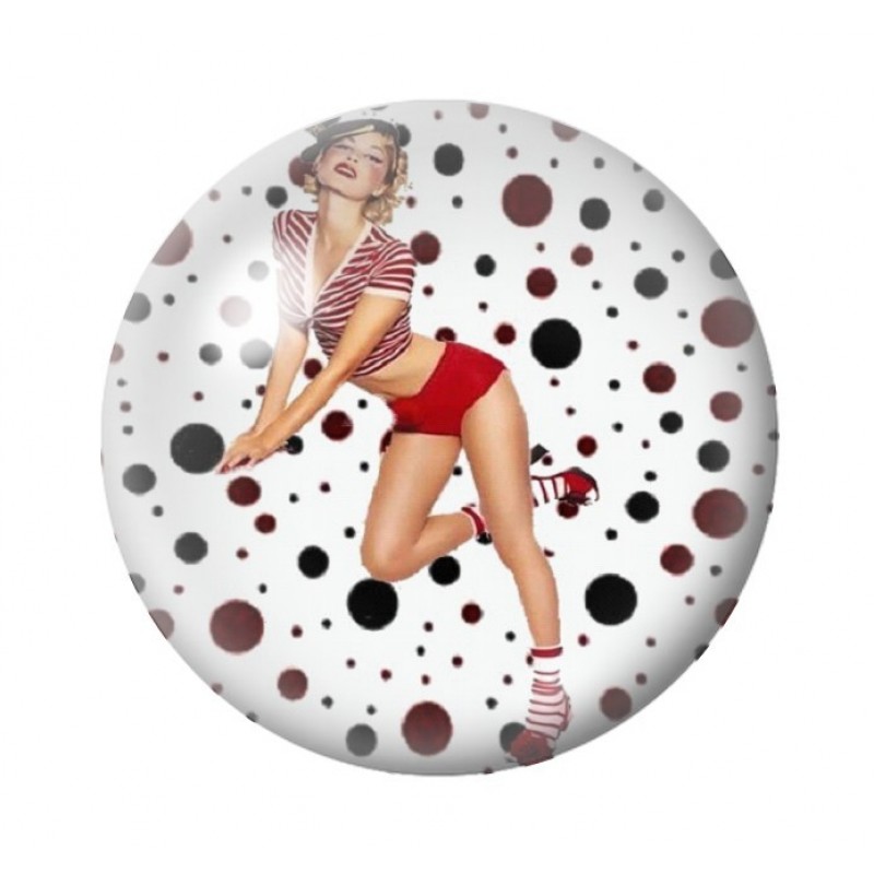 Cabochon en Verre Illustré Pin-up Rétro 12 à 25mm