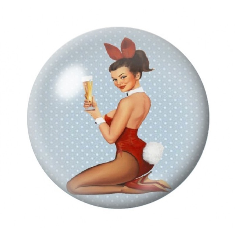 Cabochon en Verre Illustré Pin-up Rétro 12 à 25mm