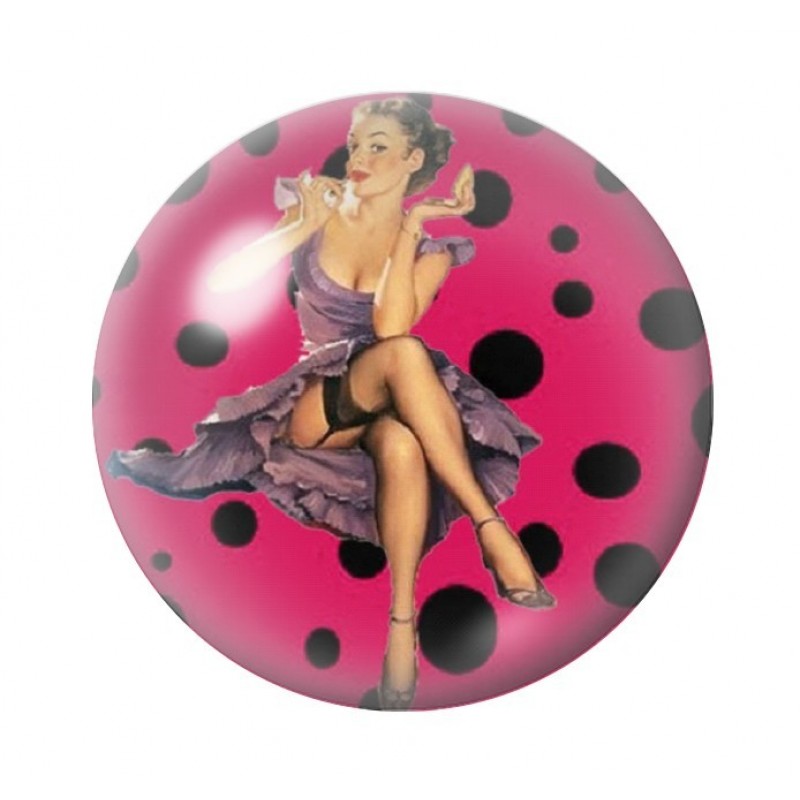 Cabochon en Verre Illustré Pin-up Rétro 12 à 25mm