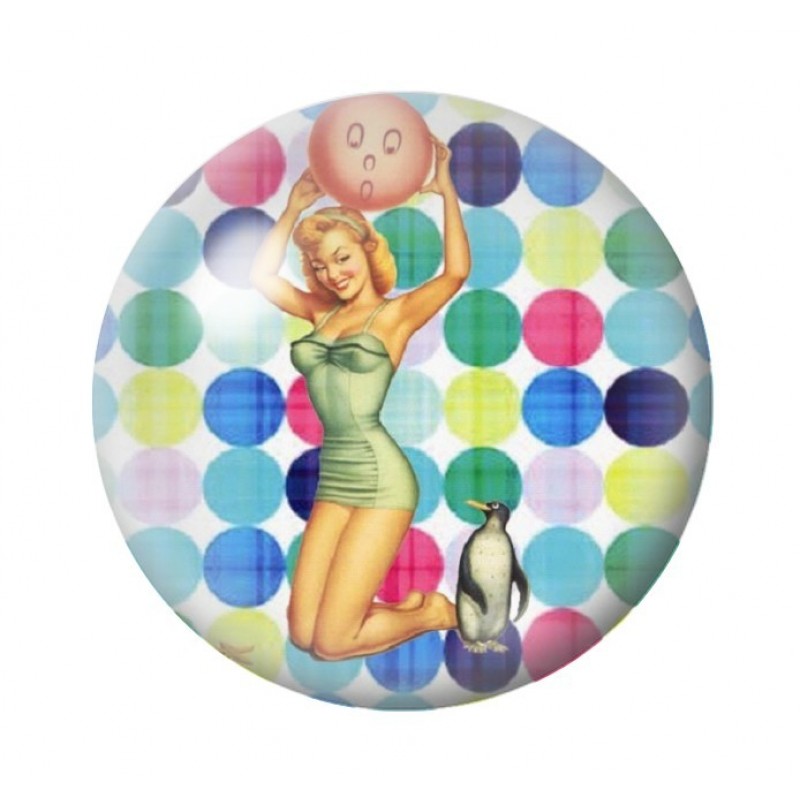 Cabochon en Verre Illustré Pin-up Rétro 12 à 25mm