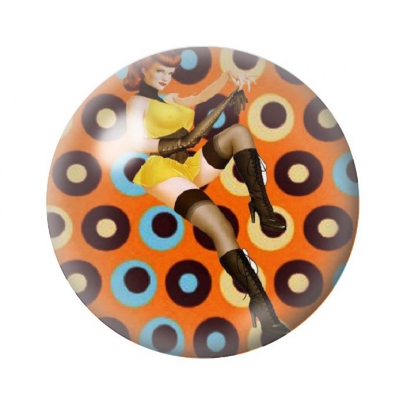 Cabochon en Verre Illustré Pin-up Rétro 12 à 25mm