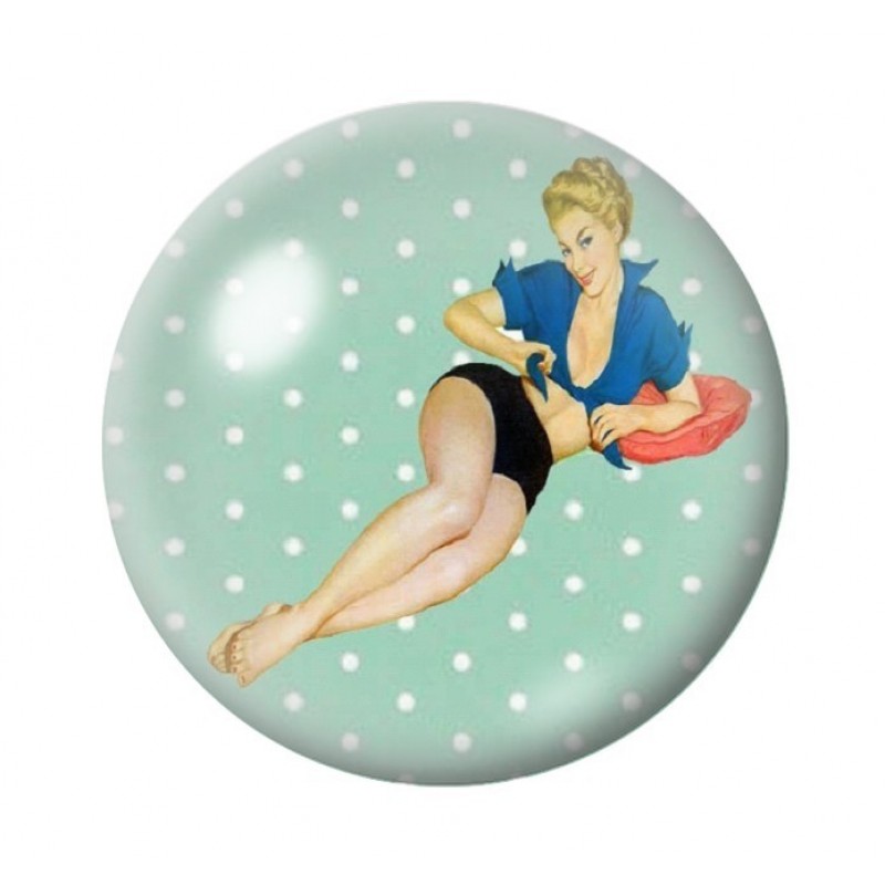 Cabochon en Verre Illustré Pin-up Rétro 12 à 25mm