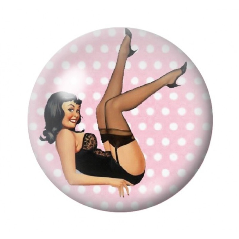 Cabochon en Verre Illustré Pin-up Rétro 12 à 25mm