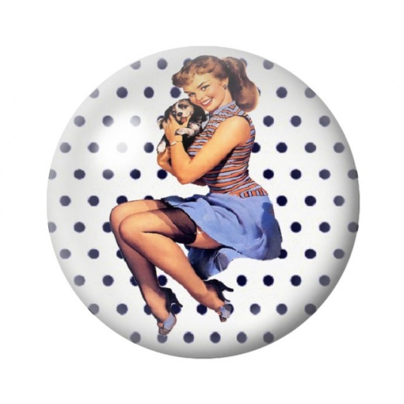 Cabochon en Verre Illustré Pin-up Rétro 12 à 25mm