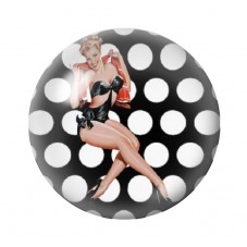 Cabochon en Verre Illustré Pin-up Rétro 12 à 25mm pour la Création de Bijoux Fantaisie - DIY