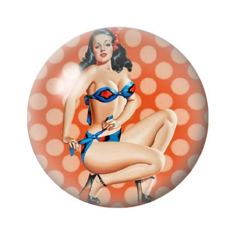 Cabochon en Verre Illustré Pin-up Rétro 12 à 25mm
