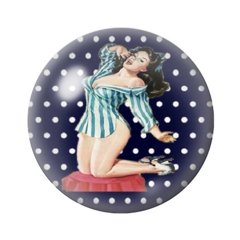 Cabochon en Verre Illustré Pin-up Rétro 12 à 25mm