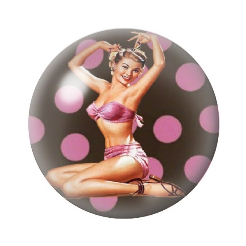 Cabochon en Verre Illustré Pin-up Rétro 12 à 25mm