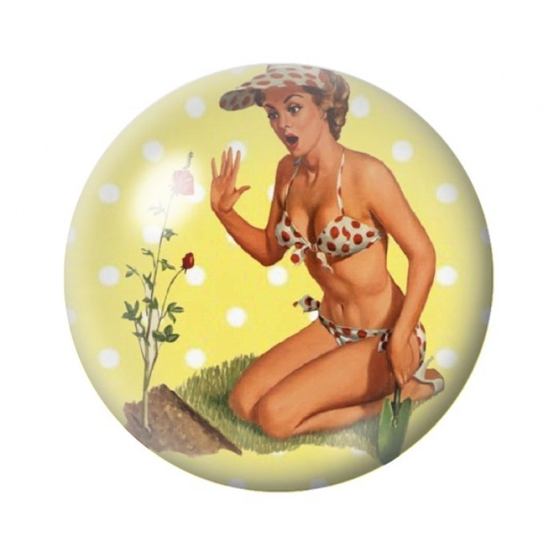 Cabochon en Verre Illustré Pin-up Rétro 12 à 25mm