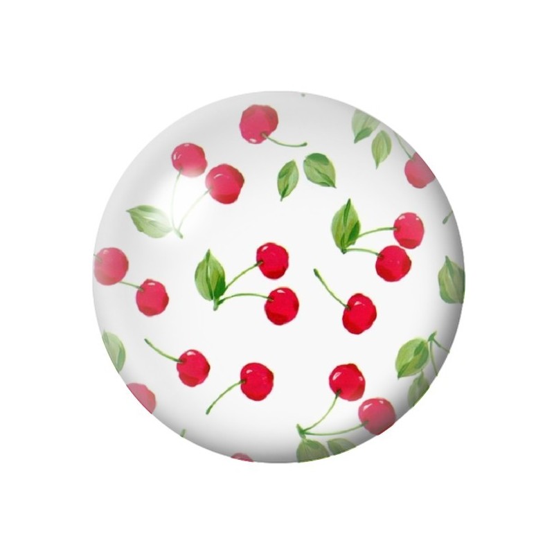 Cabochon en Verre Illustré Fruits Cerises Rétro 12 à 25mm