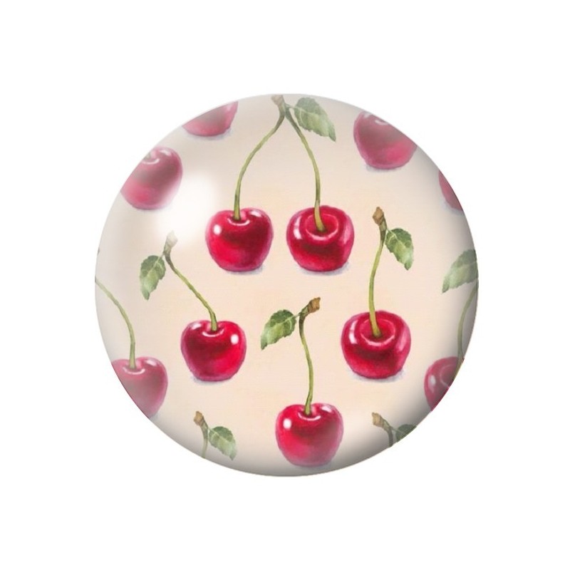 Cabochon en Verre Illustré Fruits Cerises Rétro 12 à 25mm
