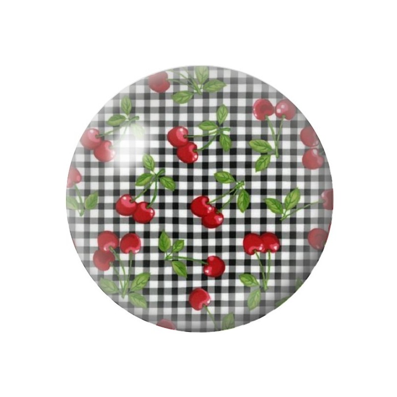 Cabochon en Verre Illustré Fruits Cerises Rétro 12 à 25mm