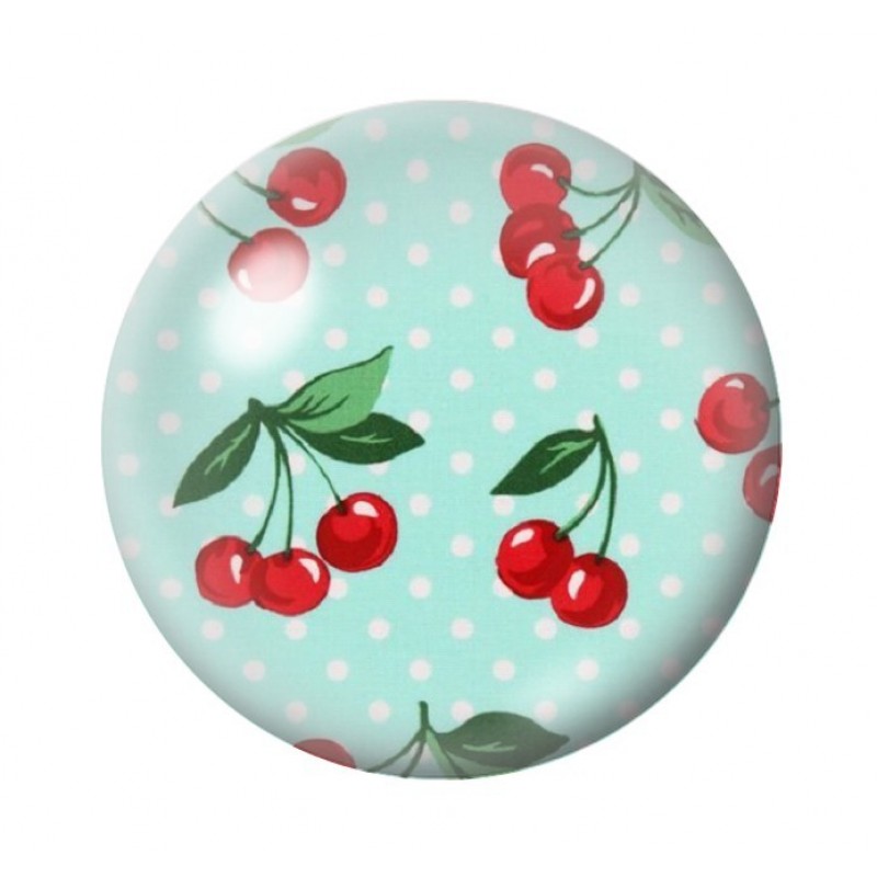 Cabochon en Verre Illustré Fruits Cerises Rétro 12 à 25mm