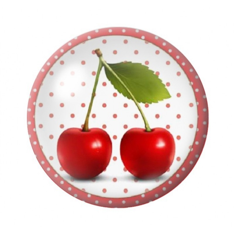 Cabochon en Verre Illustré Fruits Cerises Rétro 12 à 25mm