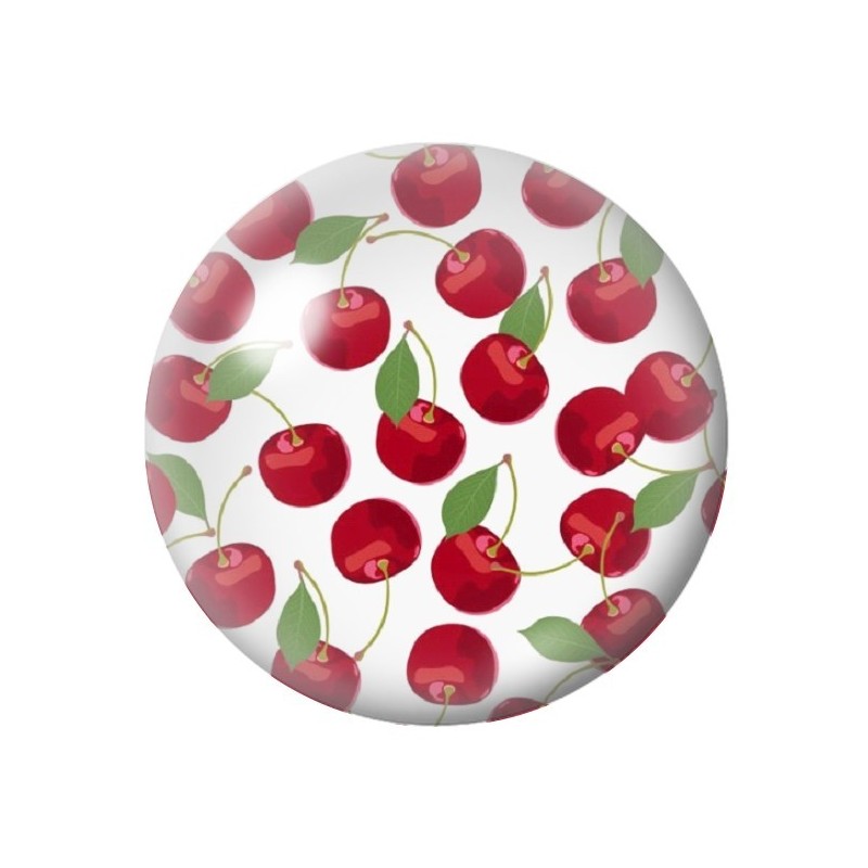 Cabochon en Verre Illustré Fruits Cerises Rétro 12 à 25mm