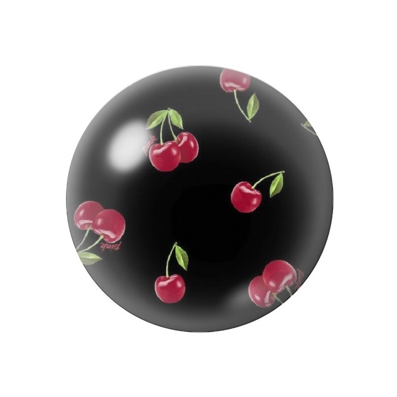 Cabochon en Verre Illustré Fruits Cerises Rétro 12 à 25mm