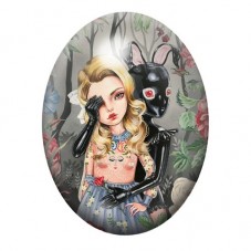 Cabochon en Verre Illustré Filles Étranges 13x18, 18x25 ou 30x40mm pour la Création de Bijoux Fantaisie - DIY