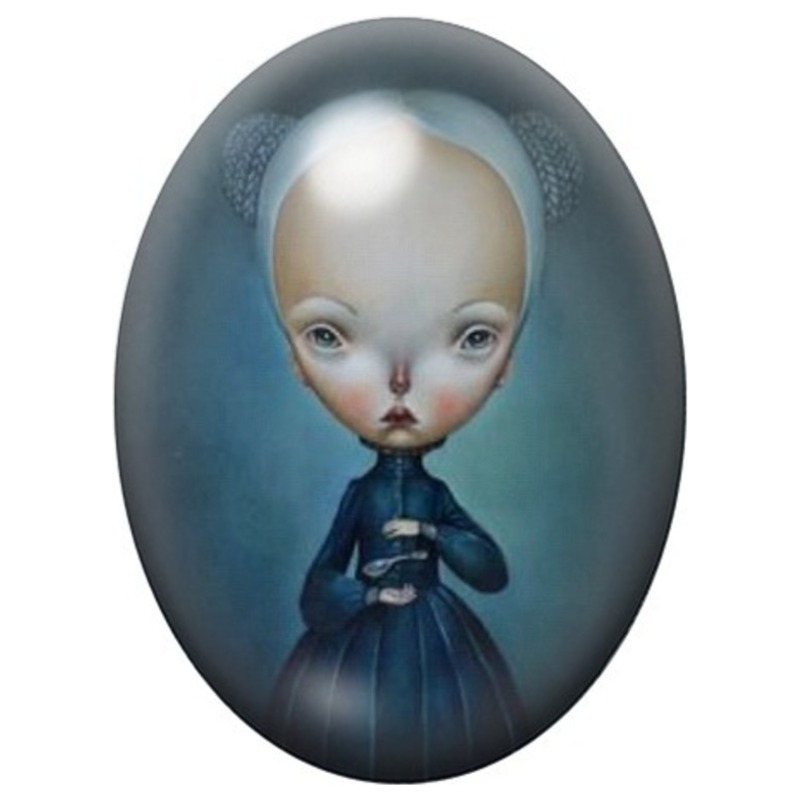 Cabochon en Verre Illustré Fillette à la Cuillère d’Argent 13x18, 18x25 ou 30x40mm