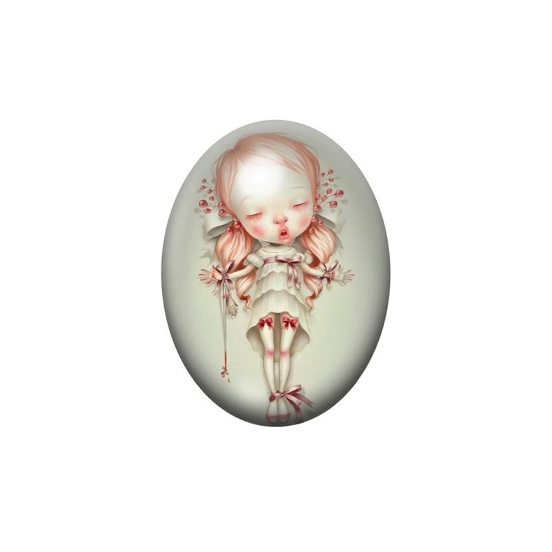 Cabochon en Verre Illustré Fille Ruban Étrange 13x18, 18x25 ou 30x40mm