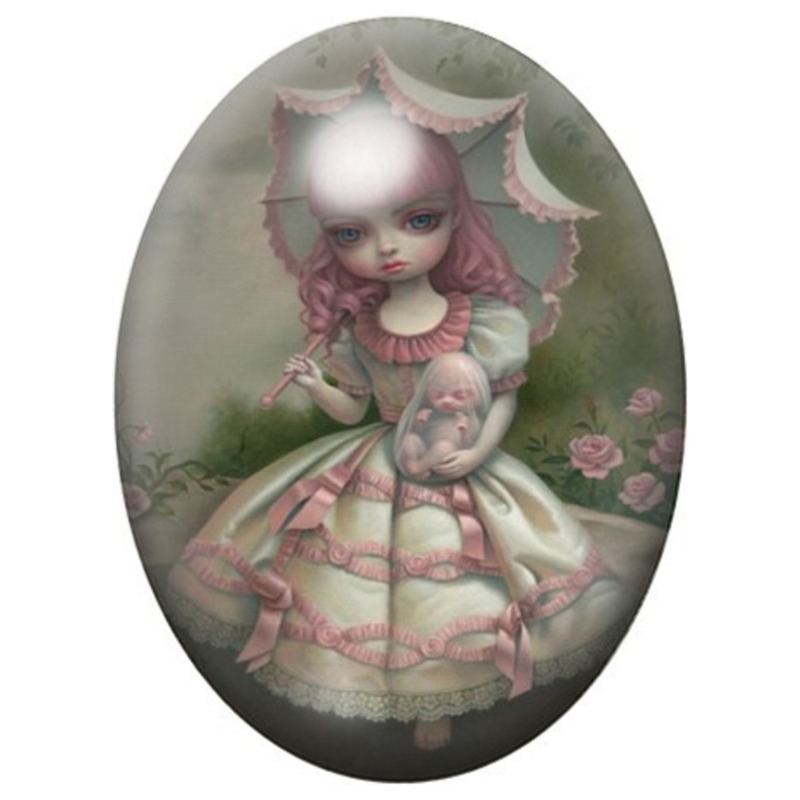Cabochon en Verre Illustré Marquise à la Poupée 13x18, 18x25 ou 30x40mm
