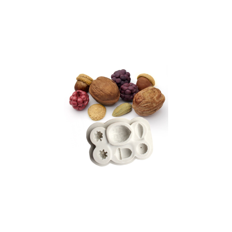Moule en Silicone Automne Noix Gland Mûres Amande Résine Fimo Gâteau