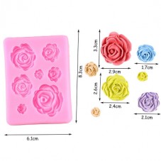 Moule en Silicone Fleurs Roses 1,7 à 3,3cm Fimo Résine Gâteau