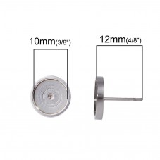 1 Paire de Support Boucle d'Oreille Puce en Acier inoxydable pour Cabochon 10mm