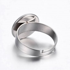 Support Bague Ajustable Argenté en Acier Inoxydable  pour Cabochon 12mm