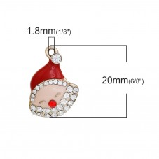 Breloque en Métal Doré Père-Noël en Émail Strass 20x17mm