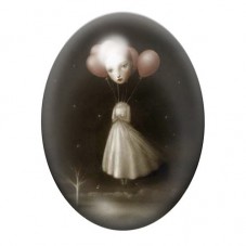 Cabochon en Verre Illustré Jeune Fille aux Oreilles de Souris 13x18, 18x25 ou 30x40mm pour la création de bijoux fantaisie - DIY