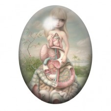 Cabochon en Verre Illustré Jeune Fille au Serpent Rose 13x18, 18x25 ou 30x40mm pour la création de bijoux fantaisie - DIY