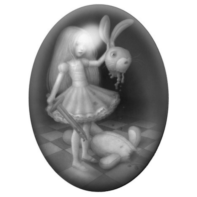 Cabochon en Verre Illustré Danseuse Lapin à la Poupée 13x18, 18x25 ou 30x40mm