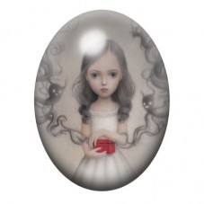 Cabochon en Verre Illustré Jeune Fille aux Cheveux Tentacules 13x18, 18x25 ou 30x40mm pour la création de bijoux fantaisie - DIY
