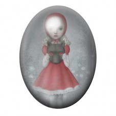 Cabochon en Verre Illustré Chaperon Rouge Étrange 13x18, 18x25 ou 30x40mm pour la Création de Bijoux Fantaisie - DIY
