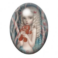 Cabochon en Verre Illustré Ange au Bonhomme en Pain d’Épices 13x18, 18x25 ou 30x40mm pour la création de bijoux fantaisie - DIY
