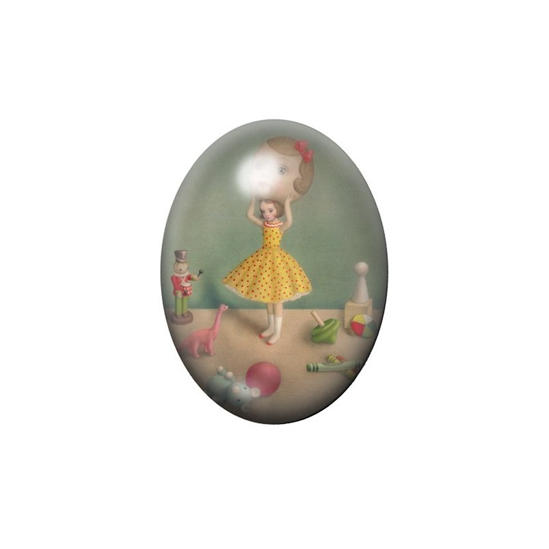 Cabochon en Verre Illustré Fille Déguisement Étrange 13x18, 18x25 ou 30x40mm