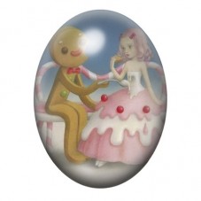Cabochon en Verre Illustré Fillette et Bonhomme en Pain d’Épices 13x18, 18x25 ou 30x40mm pour la création de bijoux fantaisie - 