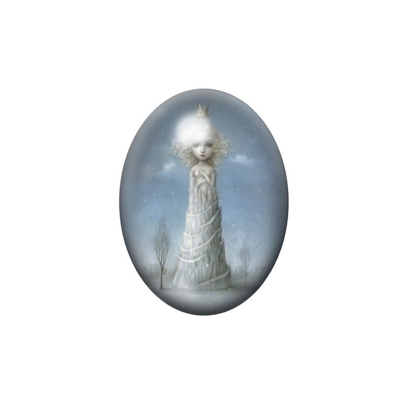 Cabochon en Verre Illustré Fille Étrange 13x18, 18x25 ou 30x40mm