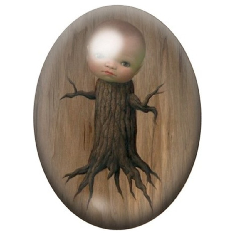 Cabochon en Verre Illustré Enfant Arbre aux Racines 13x18, 18x25 ou 30x40mm