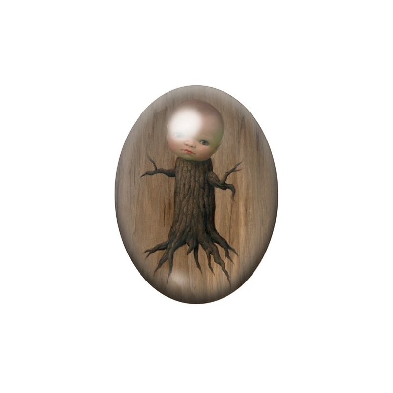 Cabochon en Verre Illustré Fille Étrange 13x18, 18x25 ou 30x40mm