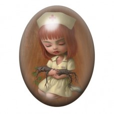 Cabochon en Verre Illustré Petite Infirmière aux Racines 13x18, 18x25 ou 30x40mm pour la création de bijoux fantaisie - DIY